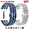 22 mm da 20 mm cinghia in acciaio inossidabile per orologio 3 4 5 45 mm marcia S3 46 mm 42 mm Active2 40 44 mm Bracciale per cinturini in metallo da polso in metallo 240409