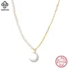 Rinntin 925 Collier de chaîne de perle vintage en argent sterling avec un pendentif coquille de 13 mm exquis pour les bijoux de fête des femmes GPN53 240422