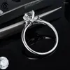Cluster Rings ORSA JEWELS 1 Moissanite Stone Ring 925 Sterling Silver White Gold Engagement Anniversary Gift For Women Girls SMR85