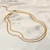 Anhänger Halsketten UWorld Einfacher Schmuck 18K Gold plattiert flach Schlangenkette Schicht Halskette Edelstahl Schlangenseile Kette Halskette Gift Q240426