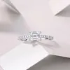 Cluster Rings Wong Rain 925 Sterling Silver 3EX VVS1 Emerald Cut 1Ct Real Moissanite Pass Test Diamond Engagement Ring Smycken för kvinnor