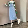 Vestidos casuais solto mulheres suspensas jeans branqueado estilo japonês do antigo hipster estudantes preppy sweet sweet harajuku vestido