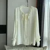 ¡Bloses de mujeres otoño e invierno!Camisa blanca de seda elegante de color blanco vintage Estilo clásico avanzado pero elegante