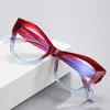 Okulary przeciwsłoneczne przeciw niebieskie promienie kota oko oko okulary na receptę z soczewkami TR90 Zielona różowa rama miopia gafas Mujer 0 -0,5 -0,75 do -6,0