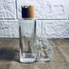 Lagringsflaskor lyxsparfum Atomizer Clear Empty Square 75 ml Glass Parfymflaska med spraypump för eteriskt oljehår