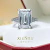 Clusterringe Wunsch Simulation Diamond Ring Emerald Cut Index Finger einfach und elegant 925 Sterlingsilber