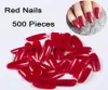 500 stycken röda ovala nagelips Tryck på naglar Rund fullt omslag Falska nagelips Akryl Fake Nails Art Artificial Art Tools9285916