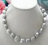 Natural authentique 910 mm Silver Gris Baroque Collier de perles d'eau douce 187132050