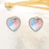 Stud Earrings 925 Silver Needle Moonstone Love Heart Piercing Earring For Women Girls Birthday Jewelry Pendientes Eh1651