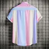 Męskie koszule zwykłe Koszulki Stlylish Gradient Mens Hawajan Shirt krótkie rękawowe guziki na plaży koszulę Casual Aloha impreza wakacyjna odzież 240424