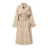 Women's Trench Coats 2024 Spring High-end Mid-Length Khaki Coat Tight Waist British Style Long Sleeve Elegant Leisure Overcoat