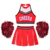 Mattress Kids Girls Cheerleading Uniform Dance Costume Halter Mesh Patchwork Letters Crop Top imprimé avec une jupe plissée et des pompes