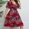 Casual Dresses Party Flower A Line Long Boho Plus Women Floral V Neck Print Size Sleeveless Dress Vestidos Femenino