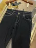 2024 Весенняя осенняя вышиваемая печать печати на молнии мужские джинсы сорванные световые брюки