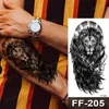 Tattoo -overdracht Zwart Tijdelijke tattoo -stickers Animal Dark Forest Robot Lion King Tattoos Fake Water Transfer Dragon Wolf Sleeve Tattoo Men 240427