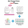 Portable Mini Thermal Printer with 13 Rolls Papers Wireless BT 200dpi Po Label No Ink Print Memo Wrong Question Printing 240420