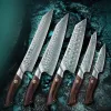 Bıçaklar Hezhen 1pc veya 5pc Mutfak Bıçağı Seti 73 Katmanlar Kompozit Şam Çelik Güzel Hediye Kutusu Şef Kesici Yardımcı G10 Tutma