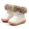 Boots Mudipanda Winter Thicken Plush Snow Bota Child Warm Leather Short Baby Infant Children's Rubber Pink White Shoes