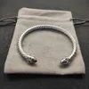 Ny dy designer 925 silver vriden manschett armband charm armband för män kvinnor färg armband krok 5mm 7mm tråd utsökt enkla smycken present mode tillbehör