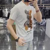 T-shirt maschile designer estate nuova tendenza manica corta slim fit t-shirt puro cotone t-shirt giovanile stampa popolare orso mezzo i4t3