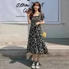 Urban Sexy Dresses Midi Clothing Floral Black Female Dresses 2024 Satin Flower Womens Dress Silk Chiffon Yellow Hot Y2k Retro Sale Summer Xxl X GL2404