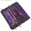 Hair Scissors Purple Dragon 8 Japanese 440C Dog Beauty Scissor Set Straight Cut Curling Cut Pet Slimming Cut Animal Block Z3015 Q240426