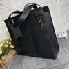 10a Mode Metalcase Metal Fashion Men's Bag Design Simple Logo Logo Tote Tote Black Handbag Onthf