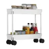 Racks Mobile Storage Rack Trolley Mini Bookhelf Cart Bookhase With Wheels 2 Tiers Multifunktionella arrangör Hemtillbehör