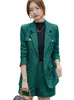 Robes de travail Deux pièces set pour les femmes de bureau Formes de commerce Forme d'automne d'hiver Jupe décontractée Suit femme féminine verte noir