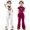 STAGE Wear Girls Kpop Vêtements Summer Jazz Dance Costume Court t-shirt Pantalon Hip Hop Suit Kids Cheerleading Performance Clothes BL12762