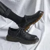 Casual Shoes Thick Heel For Men 2024 Summer Autumn Derby Round Toe Male Business Dress Men's Leather Black A206