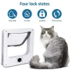 Kooien hondenkat flap deur met 4 -way beveiligingsdeur met controleerbare toegangsrichting kleine kat abs plastic poorten deuren huisdierbenodigdheden