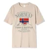 メンズTシャツ夏ノルウェーの旗フィヨルドマウンテンTシャツクレイジーヒップホップメンズTシャツコットンクルーネックプラスサイズ半袖楽しいメンズTシャツJ240426