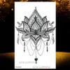 Tatuaż Transfer Henna Lotus tymczasowy tatuaż dla kobiet fałszywe łańcuchy biżuterii czarne kwiaty sztuka streszczenie tatuaż naklejka transfer tatuaż 240426