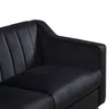 Chesterfield Sofa, Comfortable Upholstered Sofa, Velvet Fabric, Wooden Frame with Wooden Legs, Suitable for Living Room/Bedroom/Office, 3 Seat Sofa - Black