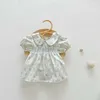 Rompers Summer Ubrania dla niemowląt Pure Cotton Toddler Farbor Suit Karit z krótkim rękawem i Bloomer 2 PCS Zestaw dla dzieci H240509