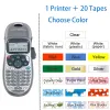 Drive Equitper 20pcs bandes + imprimante d'étiquette portable compatible avec le dymo le letra tag lt100h pour le label Dymo Lt Series 91205