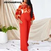 Women's Two Piece Pants Summer Fashion Printing Two Piece Set Women Office Ladies Casual Printing Shirt Wide Leg Pants Two Piece Set African Women Y240426