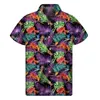 남자 캐주얼 셔츠 패션 열대 식물 하와이 셔츠 3D 프린트 플라워 비치 버튼 셔츠 남자 여름 짧은 소매 티 스트리트 스트리트 탑 알로하 블라우스 240424