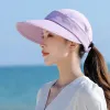 Caps Women Sun Hat, 2 w 1 Zipoff UPF 50+ UV Ochrona Ochrona Wide Brim Beach Sun Visor Hat, Hat Packable Golf