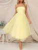 Casual Dresses Women Strapless Tulle Dress Solid Color Summer Backless Party For Cocktail Beach Streetwear Aesthetic Clothes