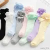 Meias infantis de 0 a 4 anos para meninas meias de meninas verão Kids Knee High Sock Longo Crianças Trecia Bow Romes de Mesh de algodão Infant