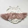 Rompers 2024 Baby Girls Summer Clothes Tulle Skirt One Piece Bear Print Camisole H240509