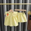 Clothing Sets Summer clothing set baby girl cute fruit cotton girl smooth sweet princess two-piece set old clothing childrens vest H240426