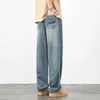 Heren jeans merk kleding lente en zomer comfortabele zachte lyocell stof heren jeans losse brede poot broek elastische taille casual broek plus sizel2404