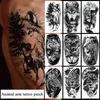 9jnv Tatouage Transfert grand bras manche tatouage lion tigre noir étanche tatouage temporaire autocollant sauvage wolf Tiger homme complet crâne totem faux tatouages 240427