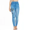 Leggings de leggings de printemps papillon imprimé femmes hautes jeggings softs décontracté jeans plus taille pantalon denim extensible taille