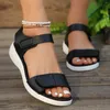 Casual Shoes Summer Designer Sandaler Kvinnor Sticke Elastic Pu Wedge Slip On Lightweight Walking Women bekväm kvinna