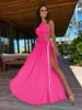 Abiti casual 2024 Fashion One Spalla Verde Verde Donne Donne Grow Out BodyCon Summer Sight Slip Wedding Party Vestidos Mujer