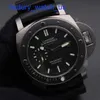 Berömd handledsklocka Panerai Submersible Series 44mm Sport Men's Black Glow-In-The Dark Waterproof Rubber Date Display Luxury Watch Black Ring Black Disp Tape PAM00389